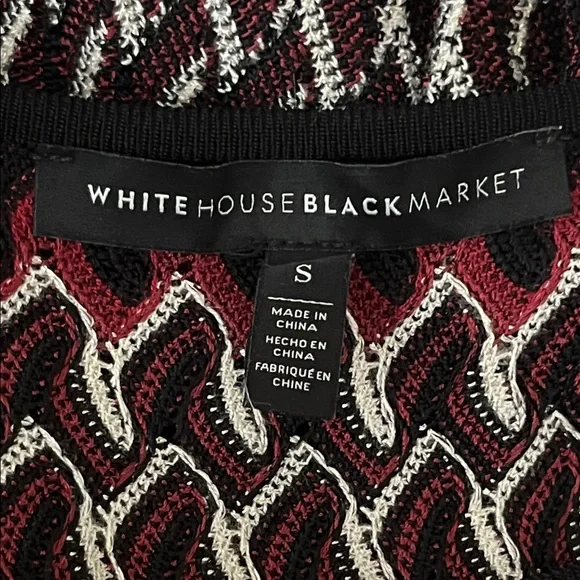 WHBM Crochet Sweater Red and Black Chevron Striped Batwing, Small - Picture 4 of 11